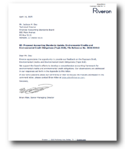 Comment Letter on the Proposed Accounting Standards Update for Environmental Credit Programs